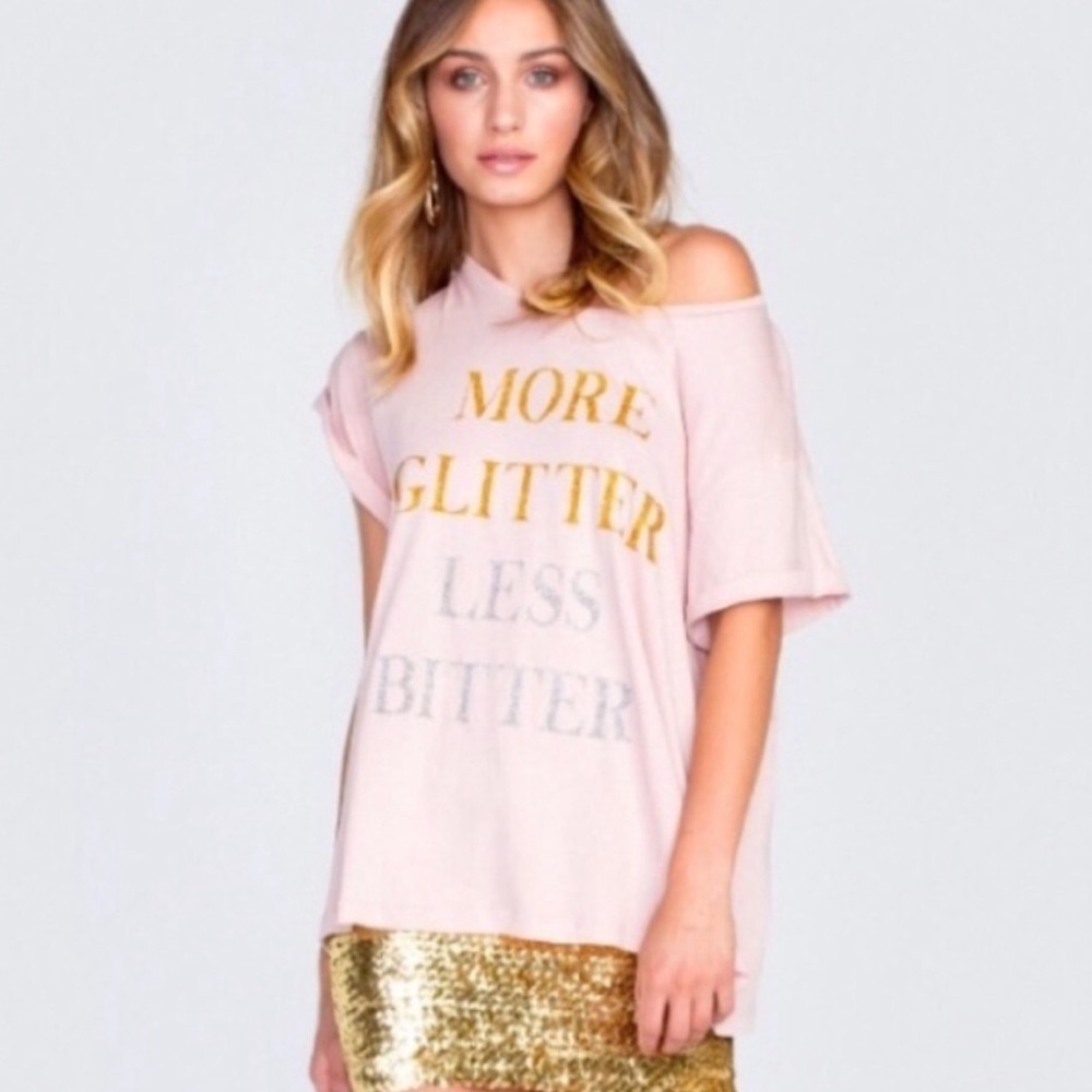 Wildfox More Glitter Less Bitter Tee - Pink